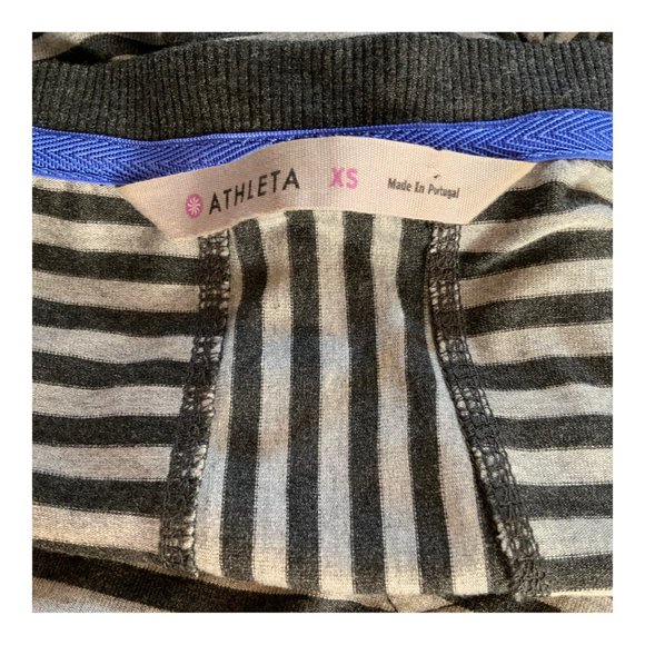 Athleta Womens Heather Gray Black Striped Short Sleeve Tee Shirt Dress Sz XS - Picture 4 of 6